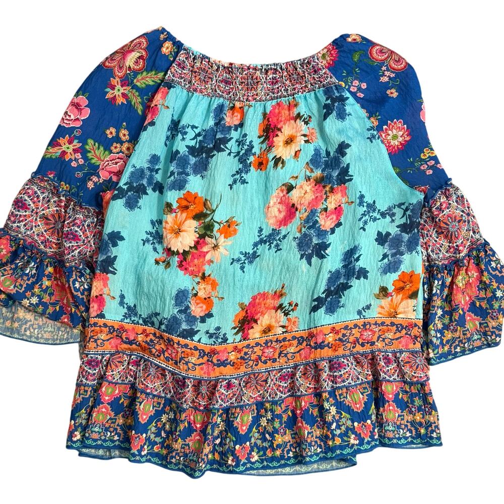 John Mark Blouse Floral Patchwork Boho Bohemian R… - image 2